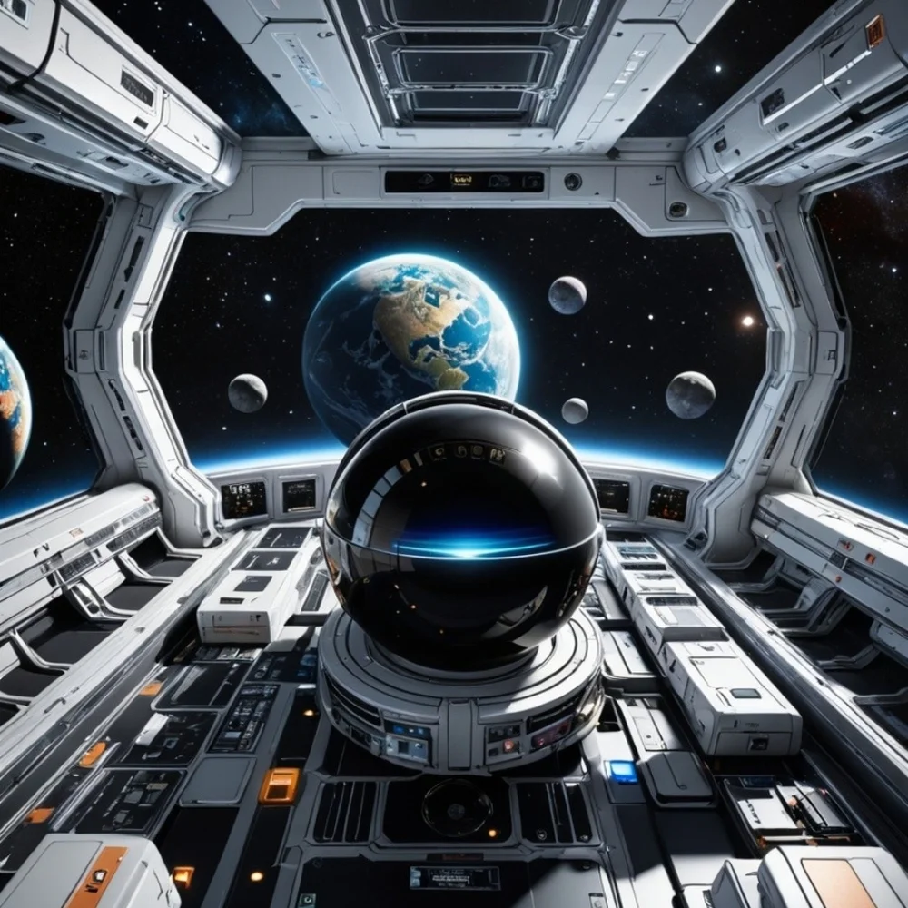 Futuristic Spacecraft Interior In A Glass Front Frame 8x10 Picture AI wall